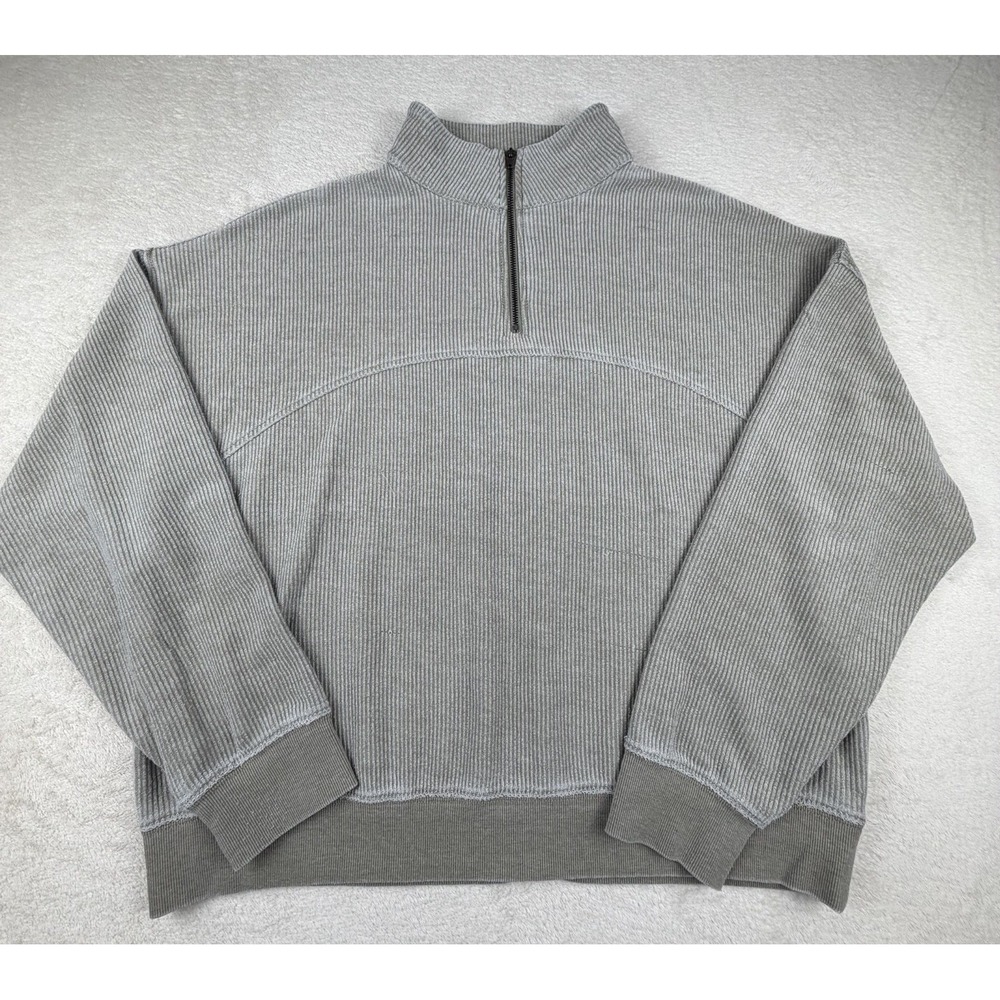 Thread + Supply Women's Olive Ribbed 1/4 Zip Sweater Sz M